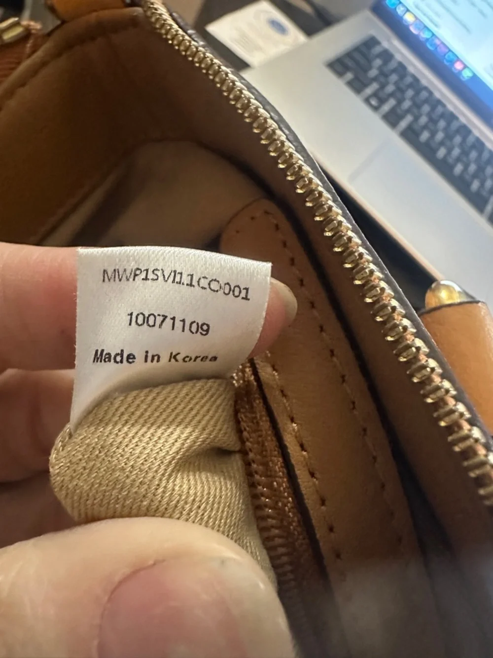 MCM Cognac Visetos Logo Buckle Tote with Gold Plate - Picture 13 of 14
